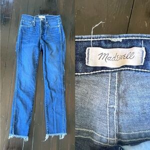 Madewell Slim Straight Leg High Rise Denim Jeans Size 25 Dark Wash